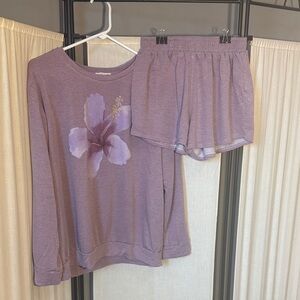 Crown of Hearts Purple Floral Short Set Girls XL